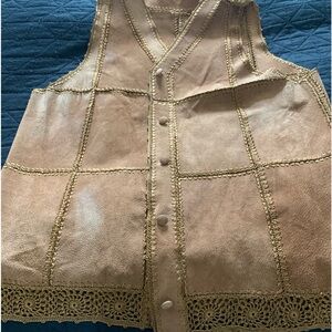 Vintage suede patchwork vest - XL